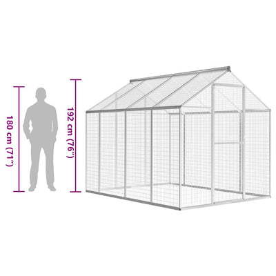 Lintuhäkki ulkotiloihin alumiini 178x242x192 cm