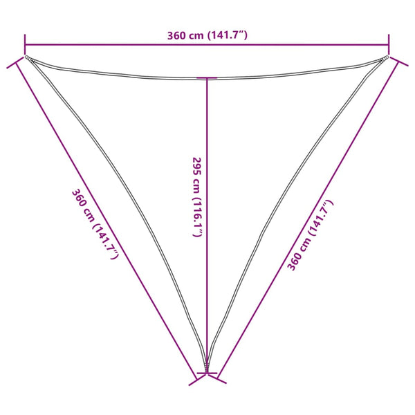 Aurinkopurje Oxford-kangas kolmio 3,6x3,6x3,6 m Terrakotta