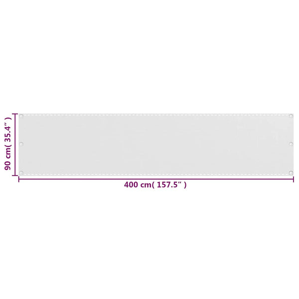 Parvekkeen Suoja HDPE 90x400 cm Valkoinen