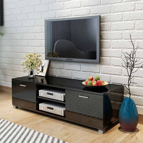TV-taso Korkeakiilto musta 140x40,5x35 cm
