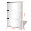 Kenkäkaappi 3 kerrosta ja peilit Tammi 63x17x102.5 cm