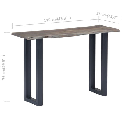 Konsolipöytä harmaa 115x35x76 cm akaasiapuu ja rauta