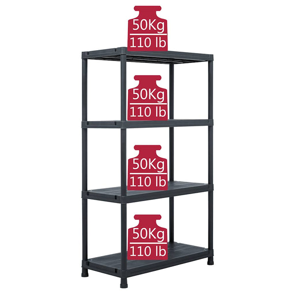 Varastohylly 200 kg 80x40x138 cm musta muovi