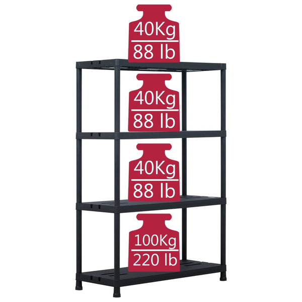 Varastohylly 220 kg 90x40x138 cm musta muovi