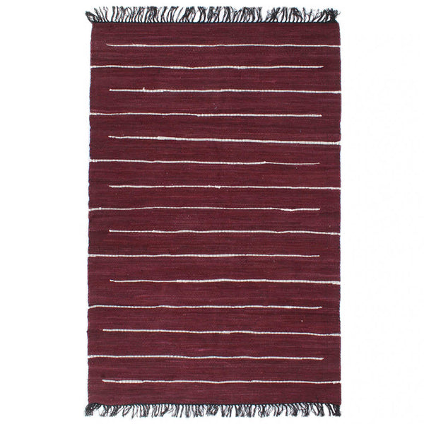 Käsin kudottu chindi-matto puuvilla 80x160 cm burgundi