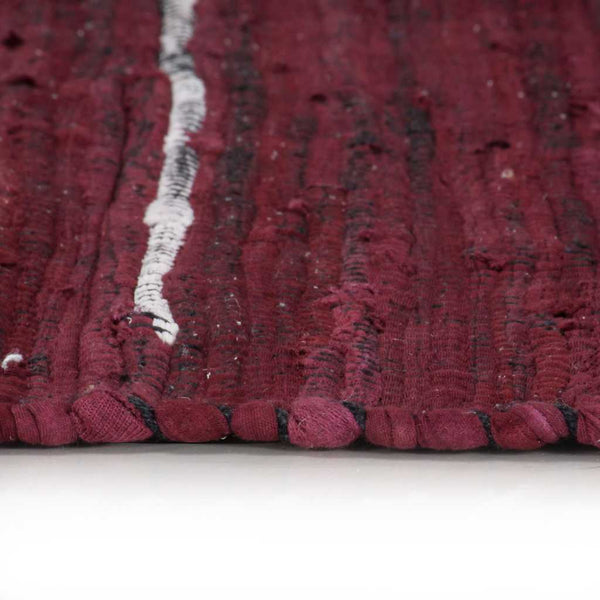 Käsin kudottu chindi-matto puuvilla 80x160 cm burgundi