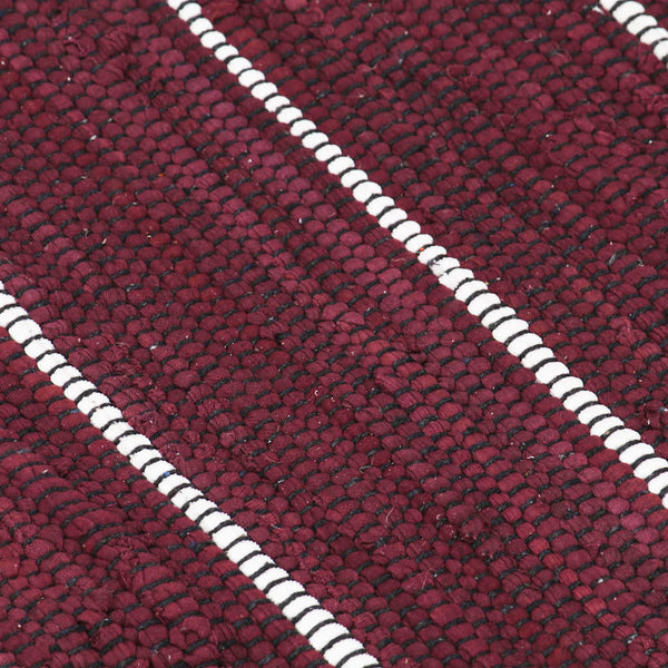 Käsin kudottu chindi-matto puuvilla 80x160 cm burgundi