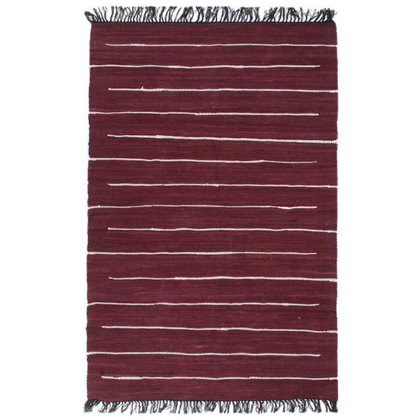Käsin kudottu chindi-matto puuvilla 160x230 cm burgundi