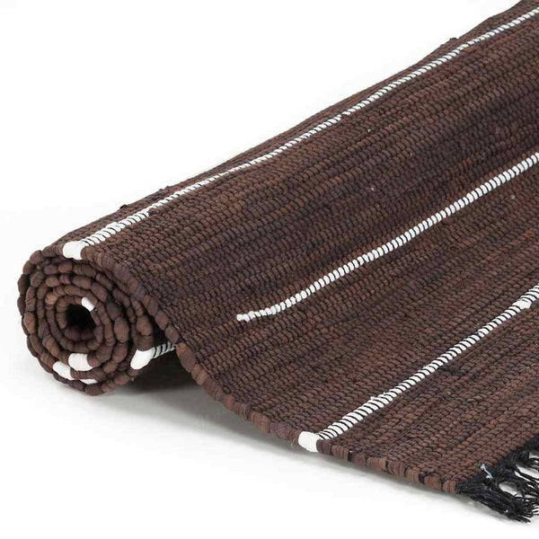 Käsin kudottu chindi-matto puuvilla 200x290 cm ruskea