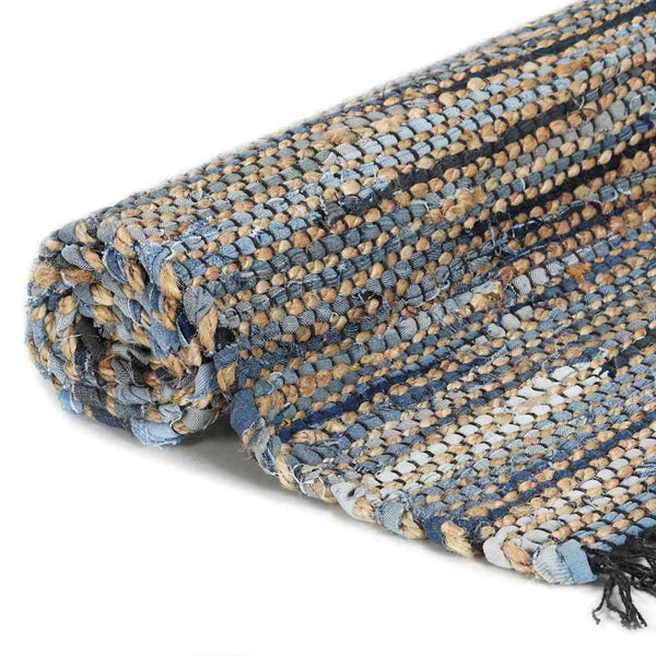 Käsin kudottu Chindi-matto denim juutti 200x290 cm monivärinen