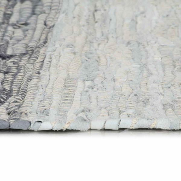 Käsin punottu chindi-matto nahka 190x280 cm harmaa