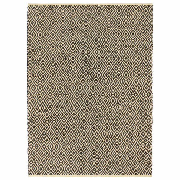 Käsin punottu Chindi-matto nahka puuvilla 160x230 cm musta