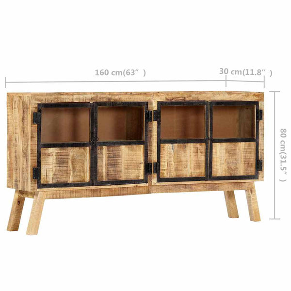 Senkki ruskea ja musta 160x30x80 cm täysi karkea mangopuu