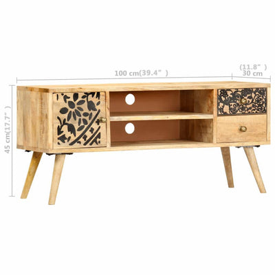 TV-taso 100x30x45 cm täysi mangopuu