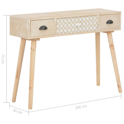 Konsolipöytä 3 laatikolla 100x30x73 cm mänty