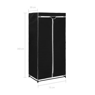 Vaatekaappi musta 75x50x160 cm