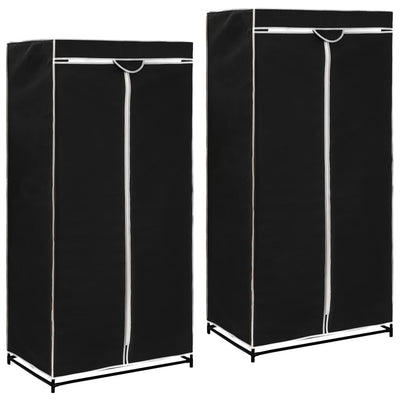 Vaatekaapit 2 kpl musta 75x50x160 cm