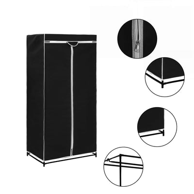 Vaatekaapit 2 kpl musta 75x50x160 cm