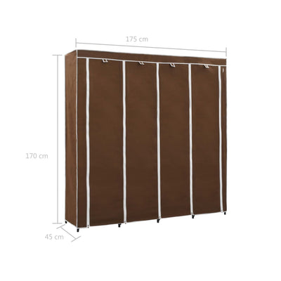 Vaatekaappi 4 lokerolla ruskea 175x45x170 cm