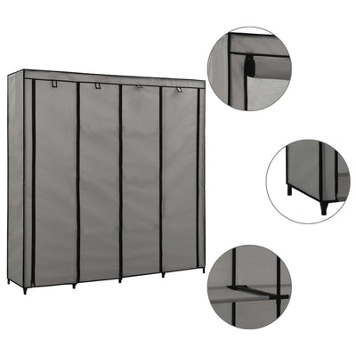Vaatekaappi 4 lokerolla harmaa 175x45x170 cm