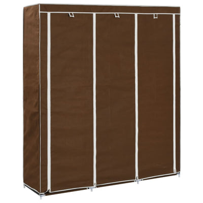 Vaatekaappi lokeroilla ja tangoilla kangas 150x45x175 cm ruskea