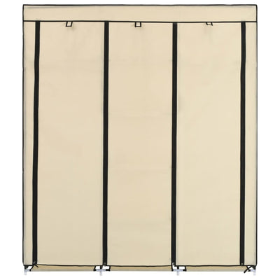 Vaatekaappi lokeroilla ja tangoilla kangas 150x45x175 cm kerma