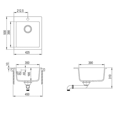 Beige keittiön pesuallas Joan (graniitti)