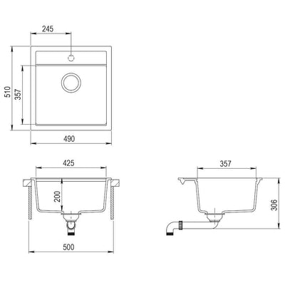 Beige keittiön pesuallas Sage (graniitti)