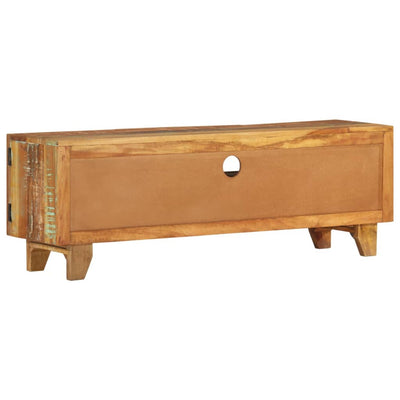 Käsin veistetty TV-taso 120x30x40 cm kierrätetty puu
