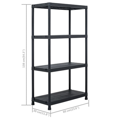 Varastohyllyt 5 kpl muovi 60x30x138 cm musta
