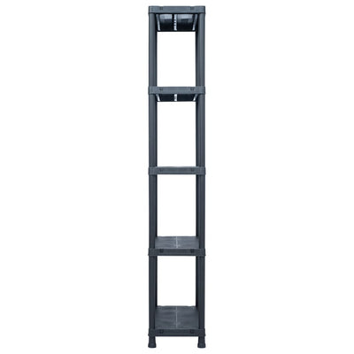 Varastohyllyt 2 kpl 125 kg muovi 60x30x180 cm musta