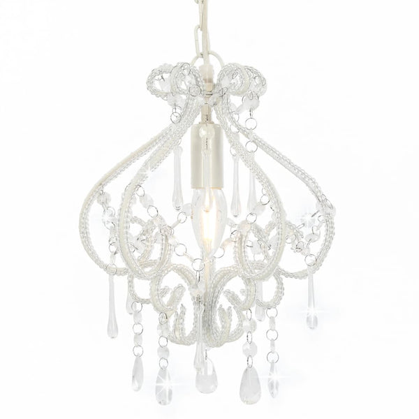 Valkoinen kattovalaisin helmillä Moata pyöreä E14