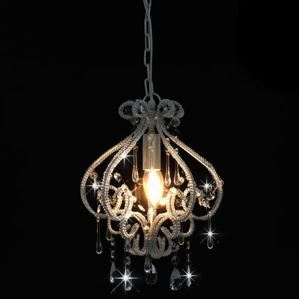 Valkoinen kattovalaisin helmillä Moata pyöreä E14