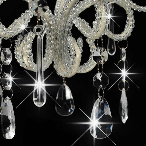 Valkoinen kattovalaisin helmillä Moata pyöreä E14