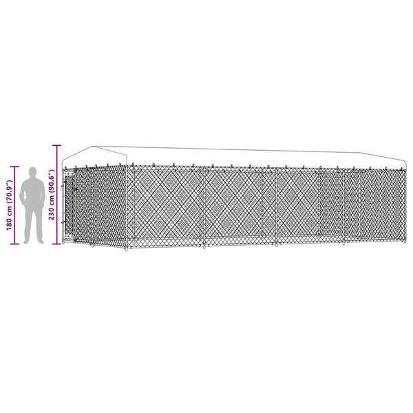 Koiran ulkohäkki katoksella 7,6x3,8x2,3 m