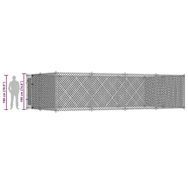 Koiran ulkohäkki 7,6x3,8x1,9 m