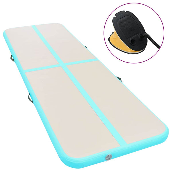 Täytettävä voimistelumatto pumpulla 400x100x10 cm PVC vihreä