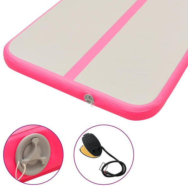 Täytettävä voimistelumatto pumpulla 500x100x10 cm PVC pinkki