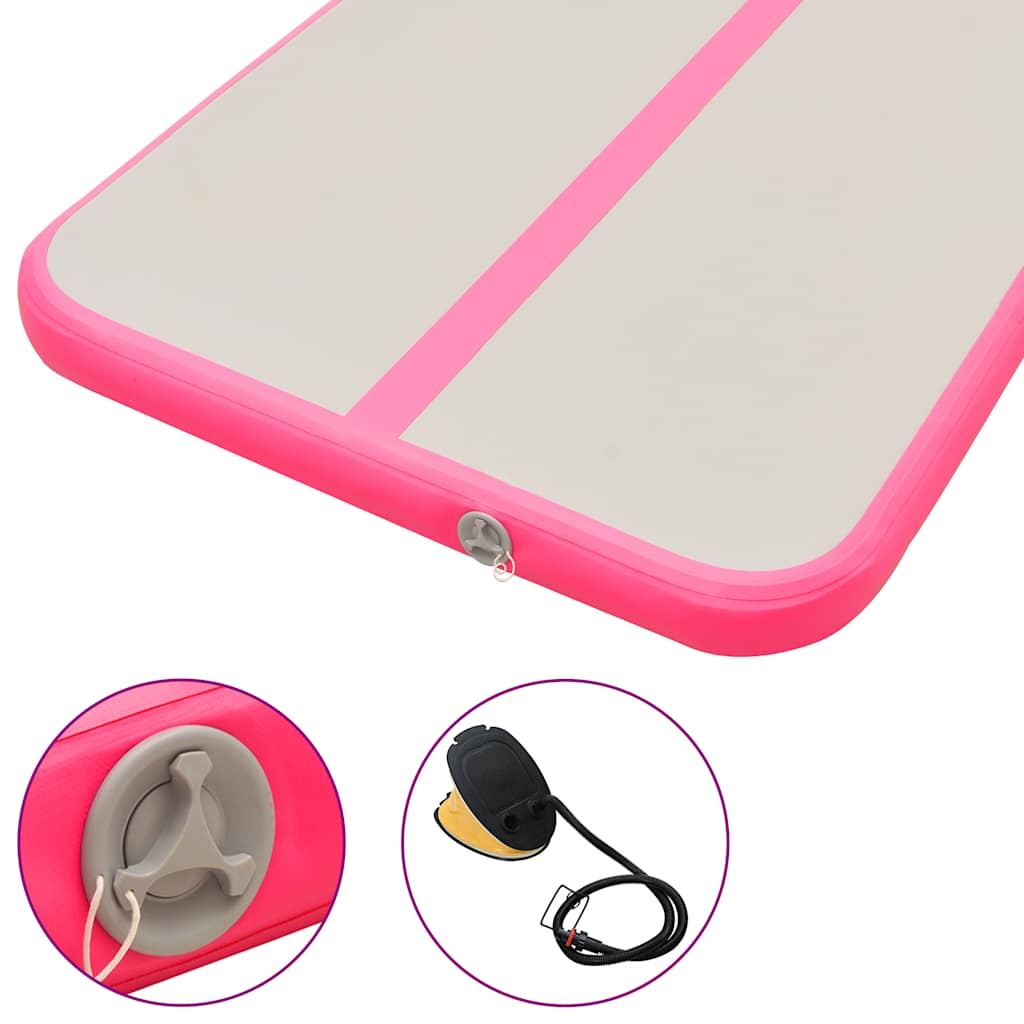 Täytettävä voimistelumatto pumpulla 700x100x10 cm PVC pinkki