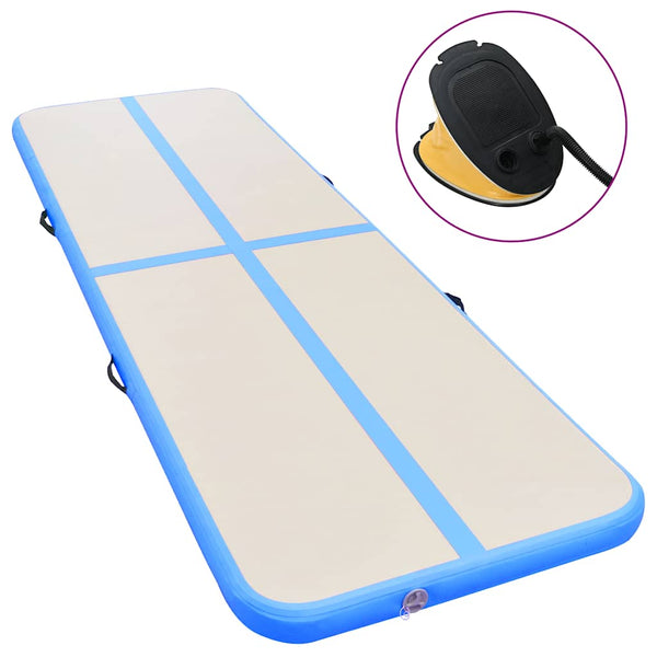 Täytettävä voimistelumatto pumpulla 700x100x10 cm PVC sininen