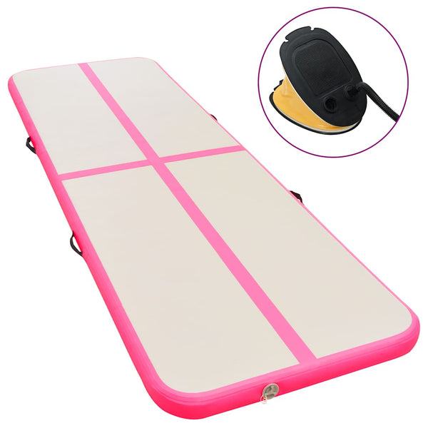 Täytettävä voimistelumatto pumpulla 800x100x10 cm PVC pinkki