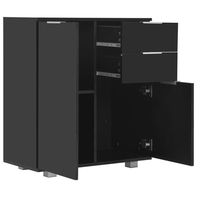 Senkki korkeakiiltoinen musta 71x35x80 cm lastulevy