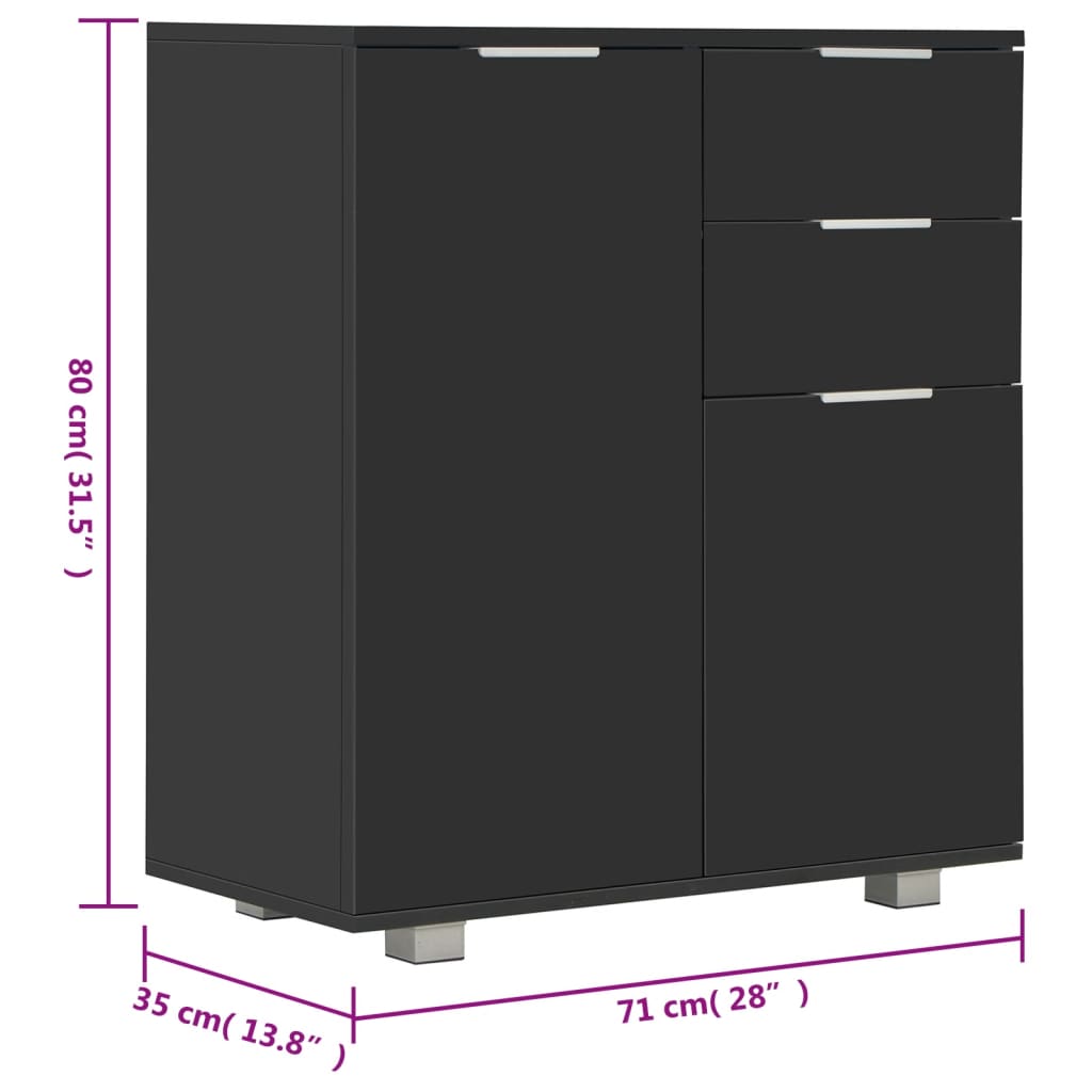 Musta senkki Cadria 71x35x80cm (korkeakiiltoinen lastulevy)