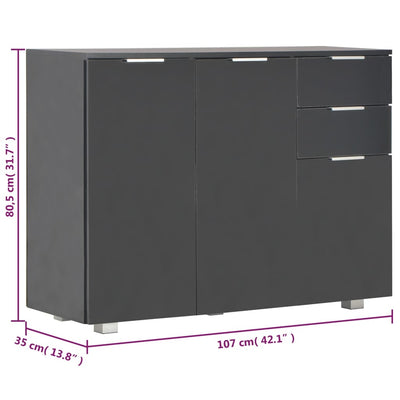 Senkki korkeakiilto musta 107x35x80,5 cm
