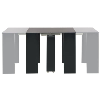 Jatkettava ruokapöytä korkeakiilto musta 175x90x75 cm