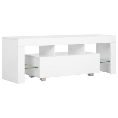 TV-taso LED-valoilla korkeakiilto valkoinen 130x35x45 cm