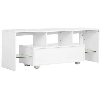 TV-taso LED-valoilla korkeakiilto valkoinen 130x35x45 cm