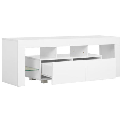 TV-taso LED-valoilla korkeakiilto valkoinen 130x35x45 cm