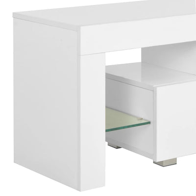 TV-taso LED-valoilla korkeakiilto valkoinen 130x35x45 cm