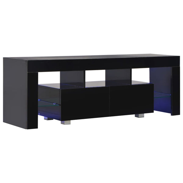 TV-taso LED-valoilla korkeakiilto musta 130x35x45 cm